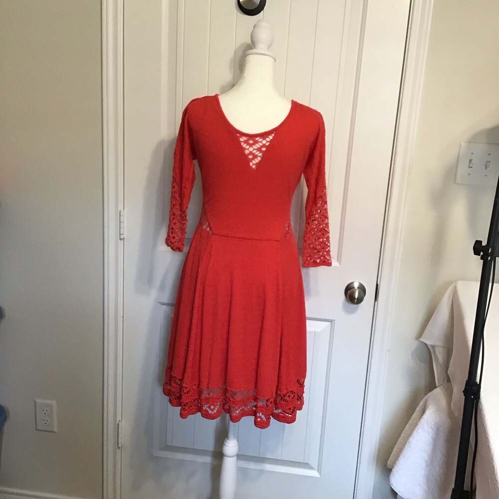 Free People To The Point Crochet Mini Flare Dress Small Summer Boho Chic - Picture 2 of 9